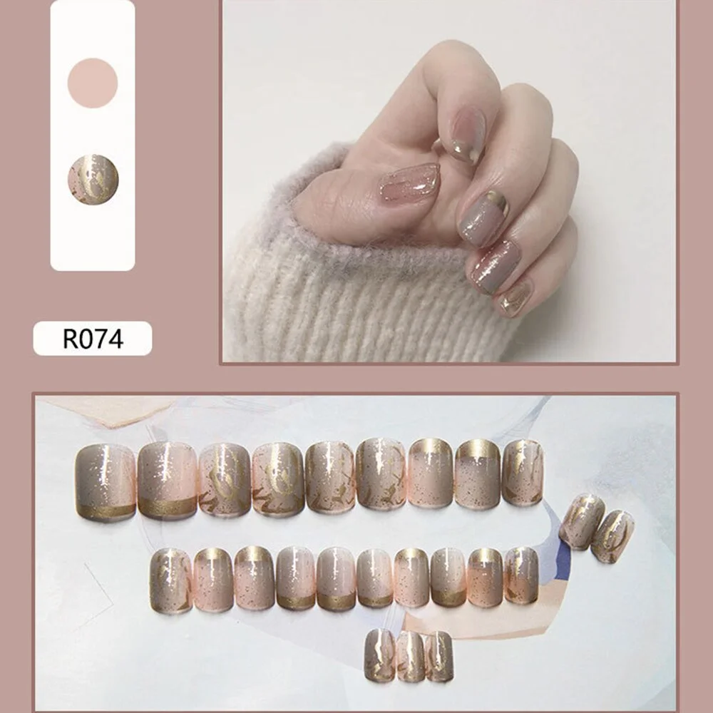 24pcs French Square Head Ballerina False Nails With Designs Wearable Artificial Fake Nails Full Cover Press On Nail Tips