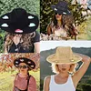 Straw Beach Sun Hat with Adjustable Chin Strap Wide Brim Sun Beach Hat for Beach