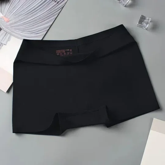 Intbuyer Ice Silk Seamless Underwear Summer Thin Women's Boxer Shorts Ladies Panties Safety Pants Soild Female Mid Waist Lingerie Panty