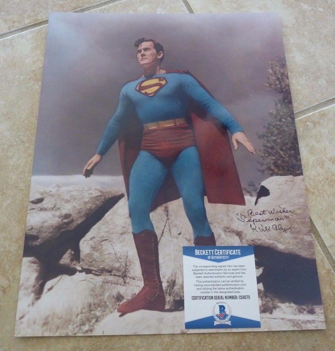 Kirk Alyn 1st DC Superman Signed Autographed 11x14 Photo Poster painting Beckett Certified #1