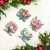 4Pcs Diamond Painting Brooch Diamond Painting Pins Jewelry Kit (Flower)