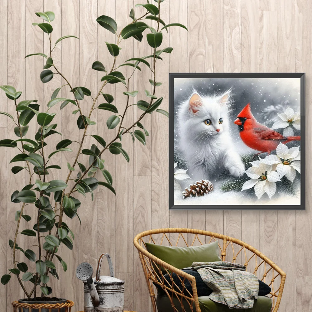 Diamond Painting - Full Round Drill - Cat Cardinal(Canvas|40*40cm)