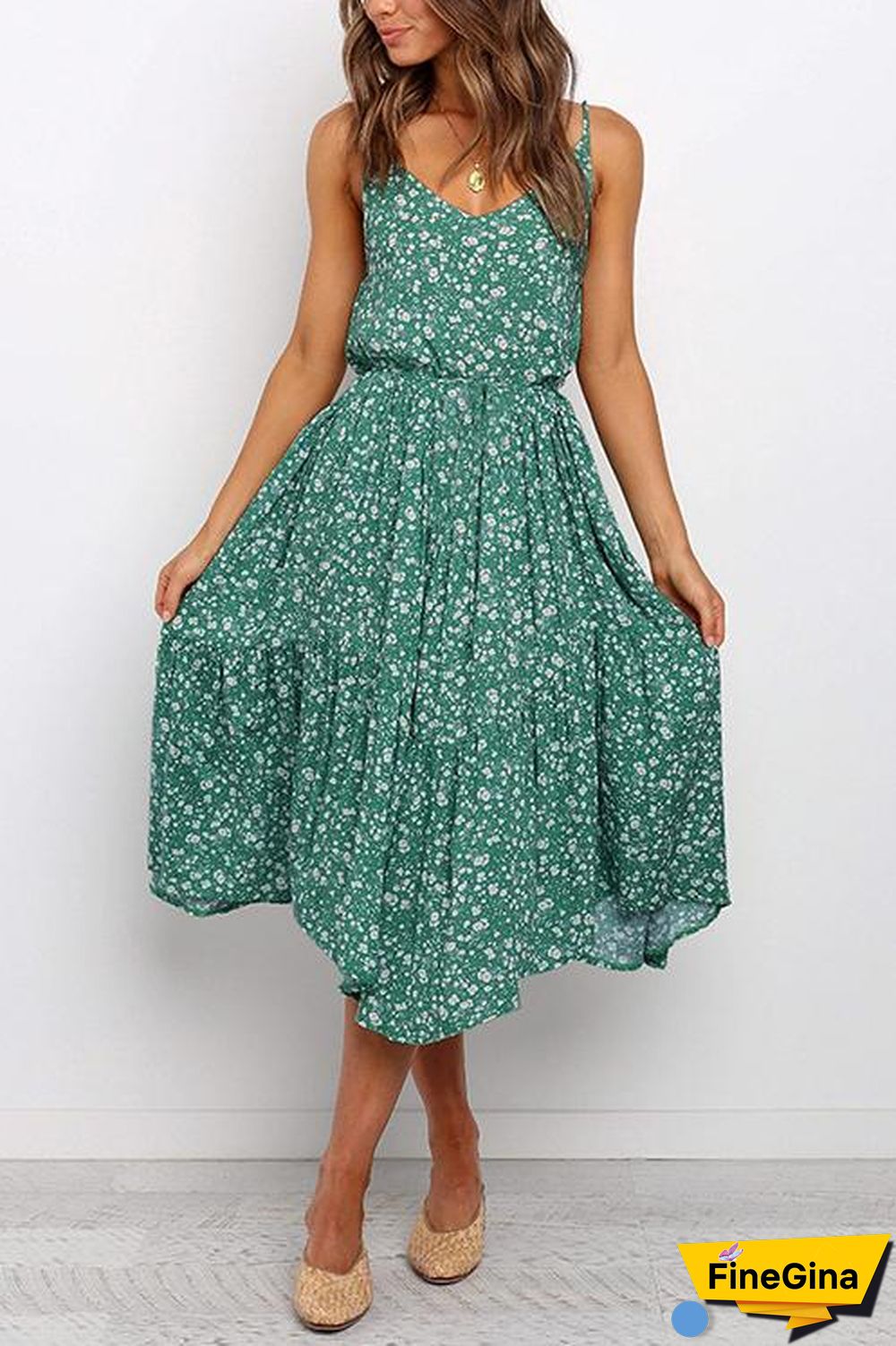 Floral Print Slip Midi Dress