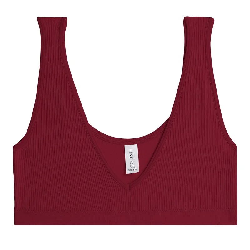 FINETOO Sexy V-Neck Women's Seamless Underwear Wide Strap Camisole Tops Tank Top For Girls Crop Push Up Femme Bralette Short Top