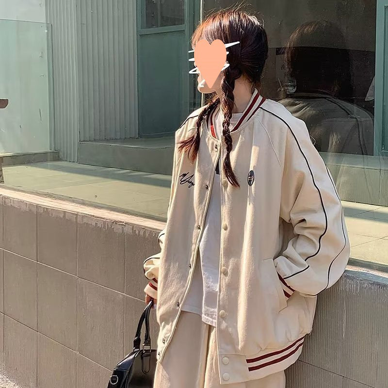 OLCooL 2024 Fall Fashion Vintage Side Stripe Zip Up Jacket olcool