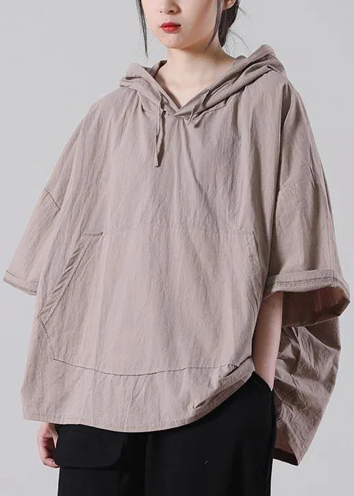 Elegant Khaki low high design Cotton Summer Shirt