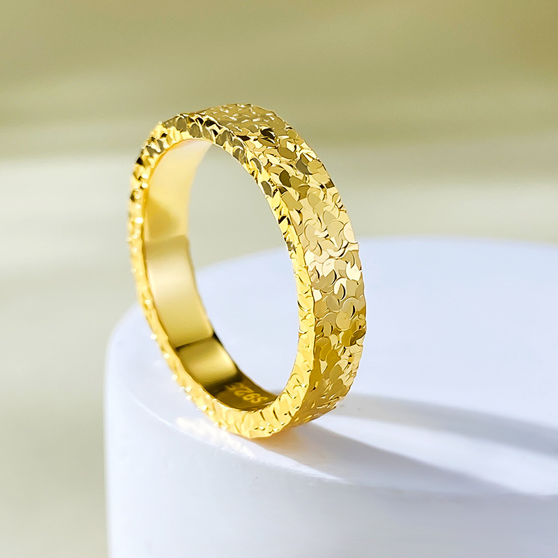 MIKAMU Jewelry S925 Solid Silver Shattered Ice Ring Unique Design for Couples