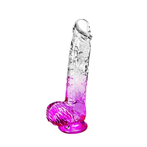 8.26-9.44 Inches Crystal Transparent Pink Realistic Dildo With Suction Cup