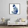 Blue And White Porcelain-Cat-Partial 11CT Stamped Cross Stitch Bead Embroidery 36*36cm