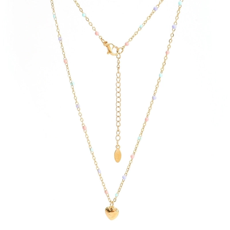 Minimalist Heart Shape Stainless Steel Titanium Steel Enamel Plating Pendant Necklace