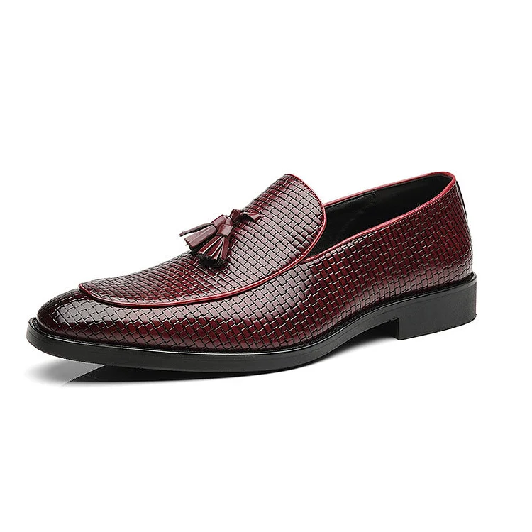 Men 's Retro Business Pointed Crocodile Pattern Leather Tassel Loafers