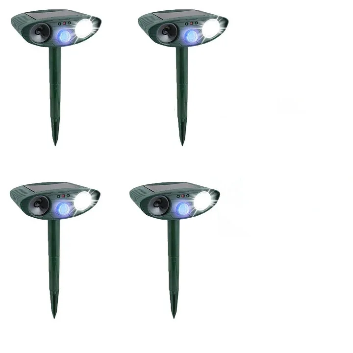 Ultrasonic Squirrel Repeller - PACK of 4 - Solar Powered - Get Rid of Squirrels in 48 Hours or It's FREE - vzzhome