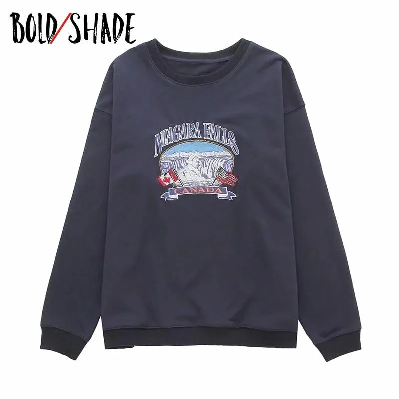Bold Shade Crewneck 90s Vintage Sweatshirts Long Sleeve Women Aesthetic Indie Outfit Streetwear Fashion Hoodies Fall Winter 2020