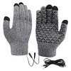 USB Heating Gloves Touch Screen Knitted Gloves Hand Warmer for Winter (Grey)