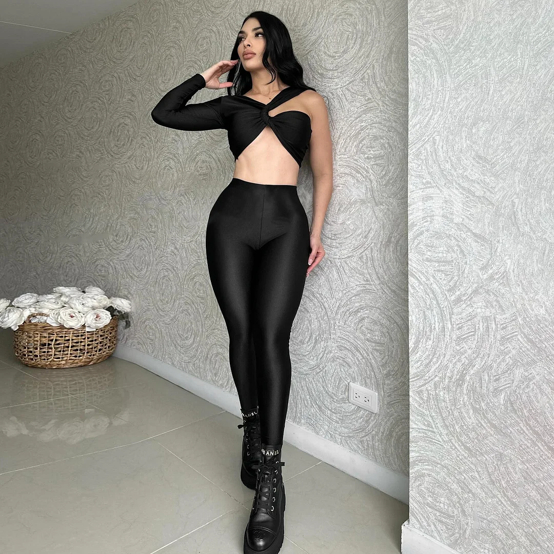 Brownm Brownm With D24ST482 New Sexy Cross-Sleeve Ultra-Sleeved Short Top Trousers Two Sets