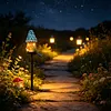 LED Solar Fairy-Tale Mushroom Cottage Garden Light Auto On/Off Resin Mushrooms Ground Decor Lights Weather-Proof Solar-Powered Resin Mushrooms Statue Lamp for Yard Patio Pathway Lawn Flower Bed