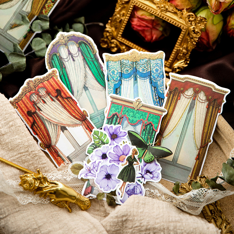 스티커 - 우아한 창부리 시리즈 빈티지 창 테두리