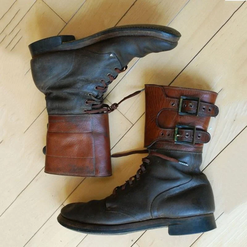 Mens Buckle Army High Boots-Black Friday Sale 35% Off