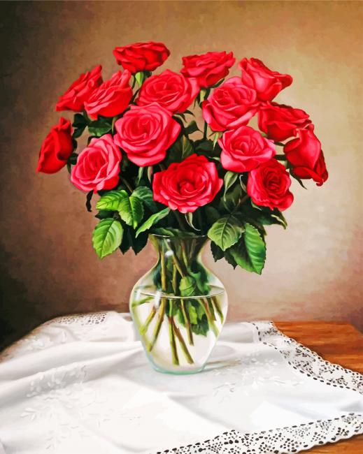 

Rose Flowers Vase – Paint By Numbers - 40*50CM, 501 Original