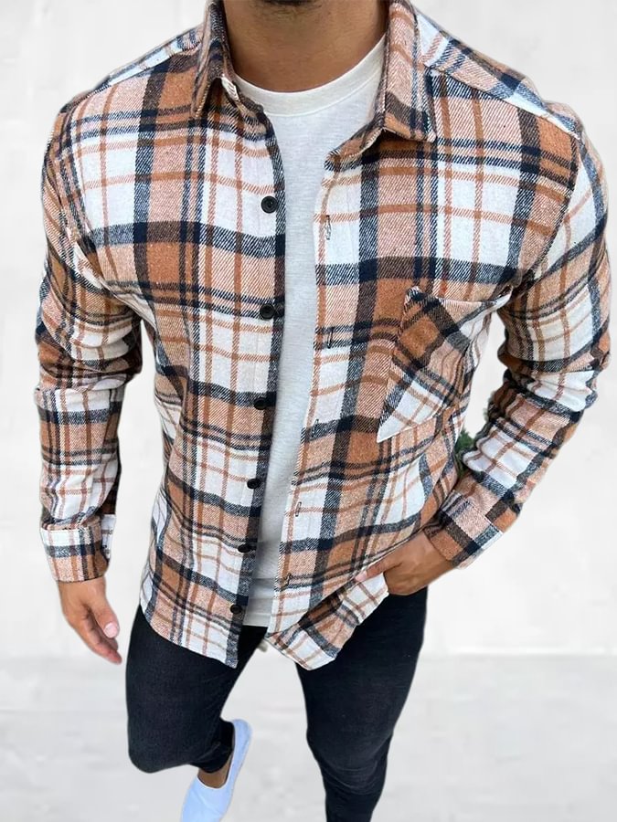 Men's Autumn and Winter Plaid Pattern Jacket