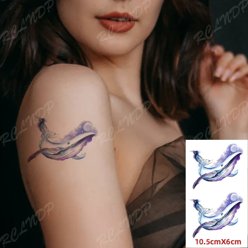 Waterproof Temporary Tattoo Sticker Shark Big Fish Anchor Sea Animal Body Art Flash Tatto Fake Tatoo for Women Men
