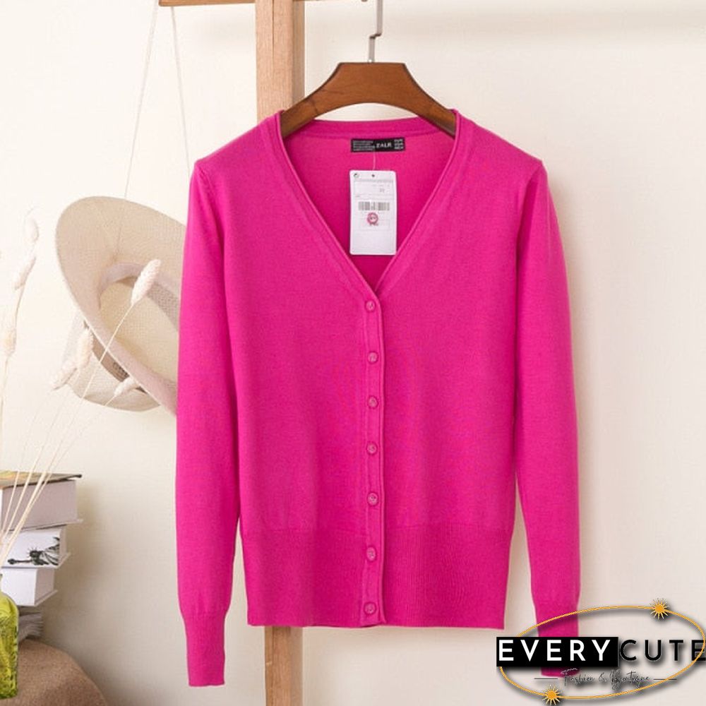 Casual Women Knitted Cardigan Sweater Autumn Winter Women Solid Color V-Neck Long Sleeve Plus Size Crochet Knit Sweater Coat