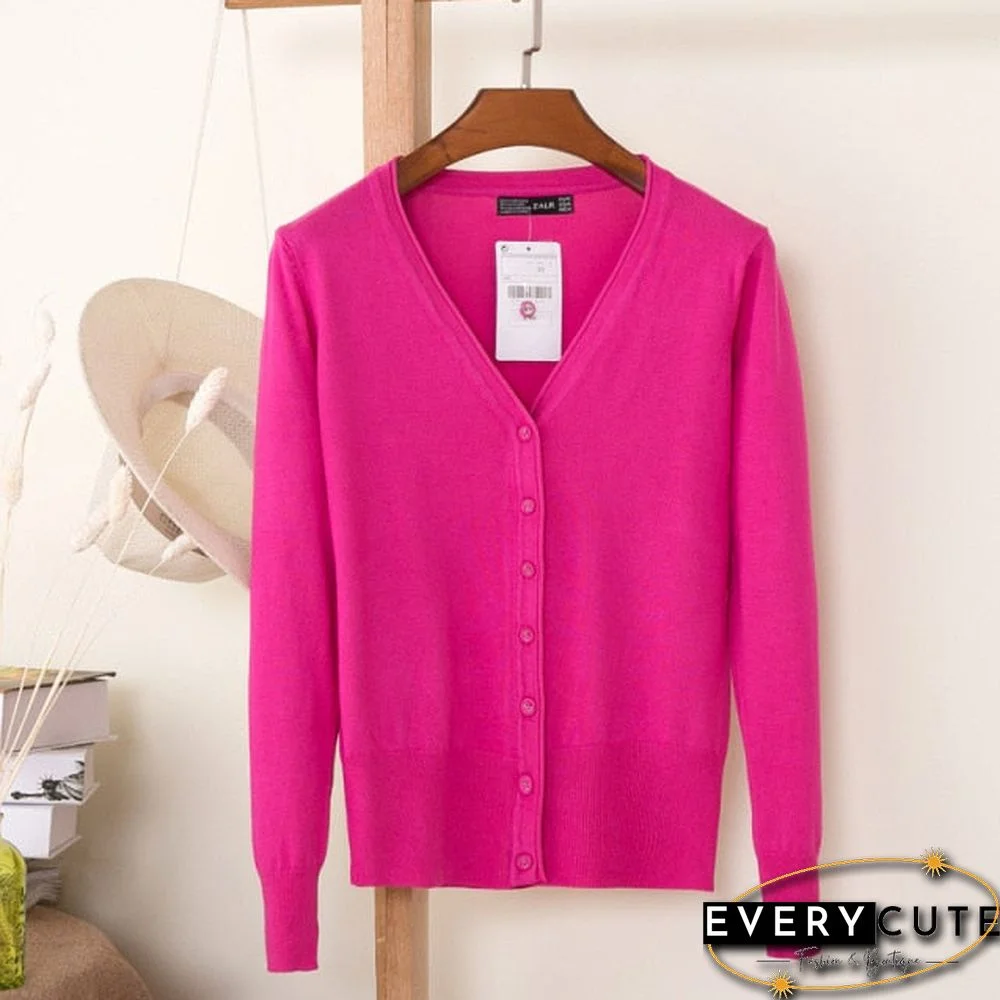 Casual Women Knitted Cardigan Sweater Autumn Winter Women Solid Color V-Neck Long Sleeve Plus Size Crochet Knit Sweater Coat