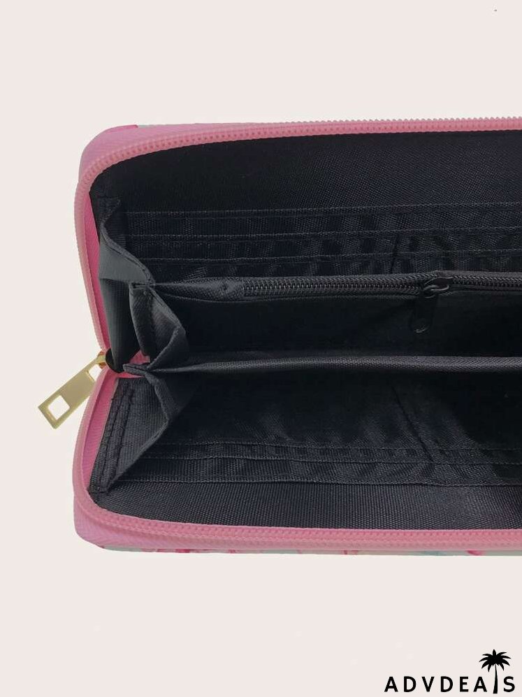 Allover Flower Graphic Long Wallet