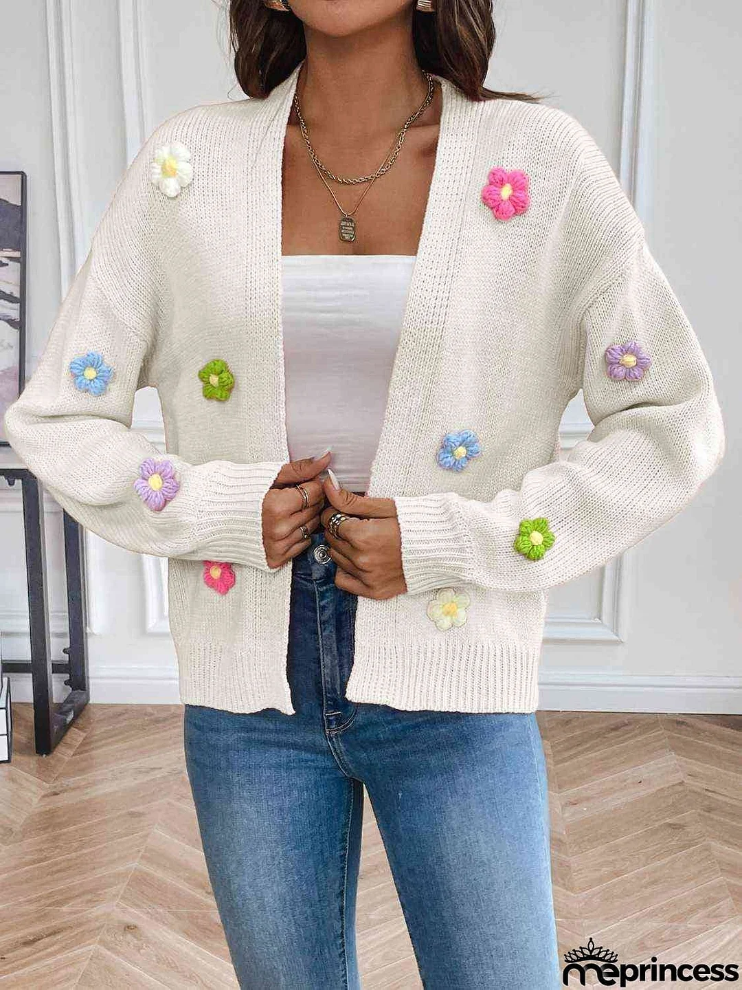 Floral Long Sleeve Open Front Cardigan