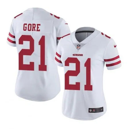 Women's San Francisco 49ers #21 Frank Gore White Stitched Jersey(Run Small) 94KM