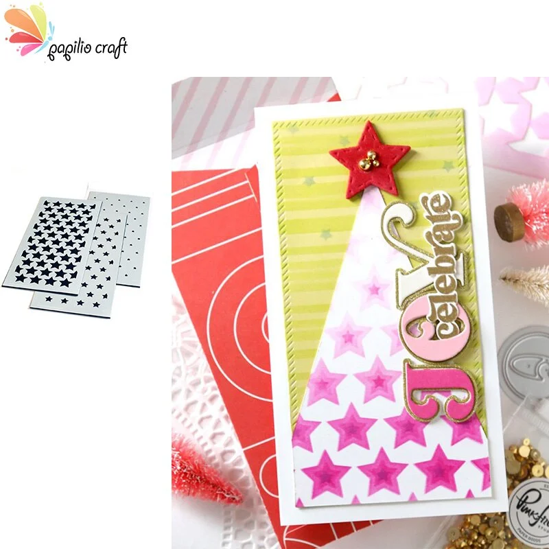 Nigikala Striped Background Pattern Stencils For Card Making New Arrival Diy Layering Star Flower Stencils Wall Painting Scrapbook Color