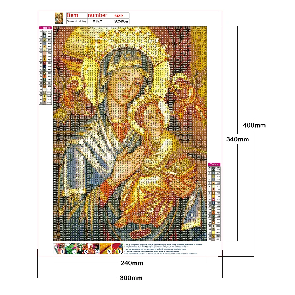 Full Round Diamond Painting 30*40cm - Our Lady