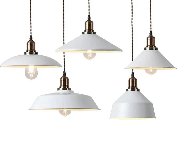 Ceiling Light 6 lampen, retro plafondlamp E27, Wit Lndustriële