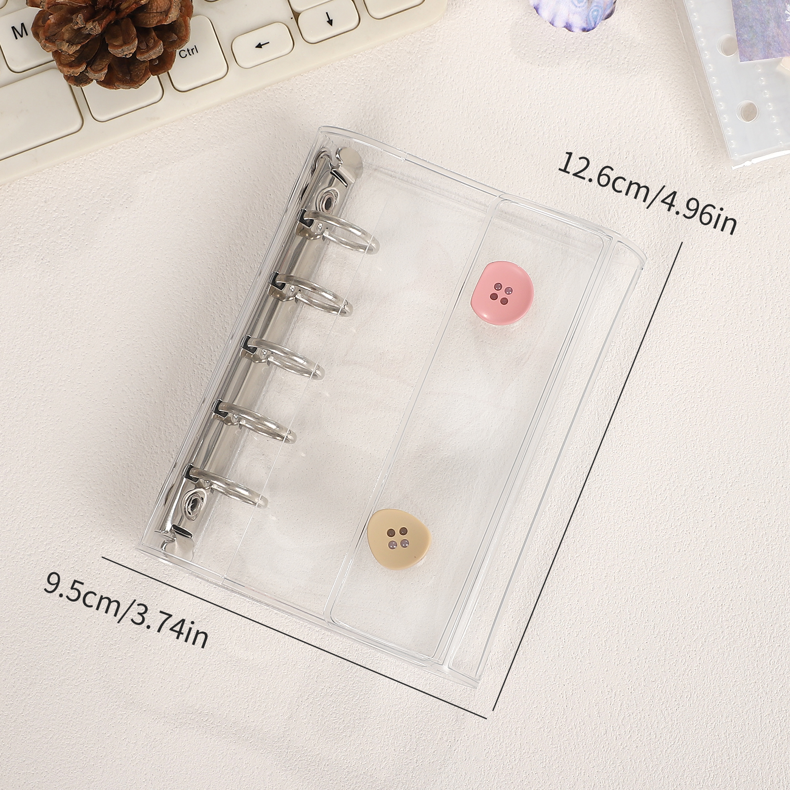 Storage Book - M5 Transparent PVC Mini Loose Leaf Five-hole Double-buckle 