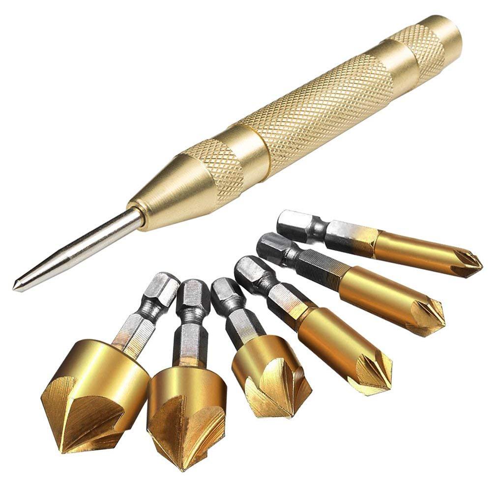 

7pcs/set 6mm-19mm HSS Chamfer Drill Bit Countersink Chamfer+Center Punch, 501 Original