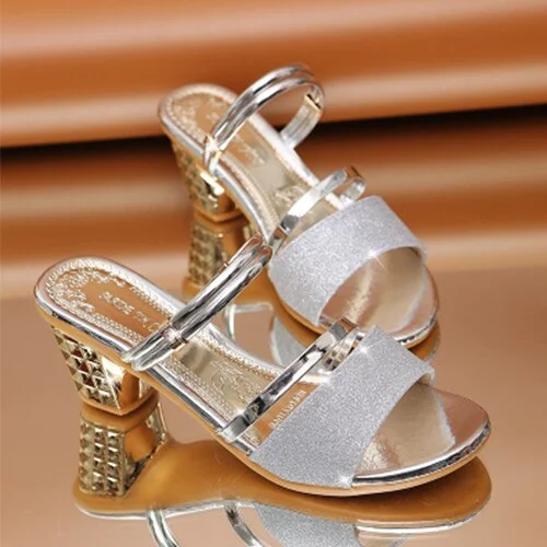 2022 Women Sandals Summer Luxury Shoe Toe Bling Slip On Designer Slipper PU Metal Pump
