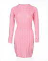 O Neck Long Sleeve Bodycon Braided Sweater Dress