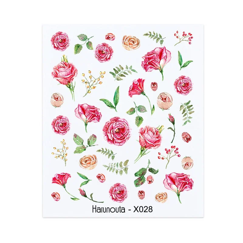 Harunouta Butterfly Flower Design Leaves Nail Water Decals Color Wave Geometric Line Charms Sliders Decoration Tips For Nail Art-Nail Inspo