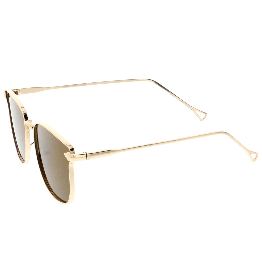 Modern Metal Square glasses With Flat Lenses And Slim Hook Arms 55mm