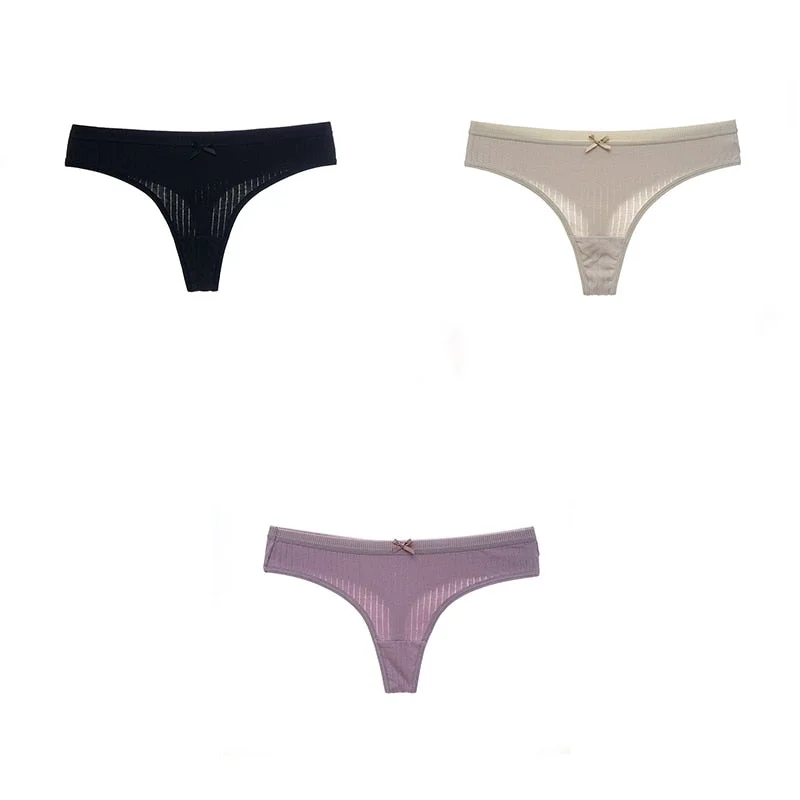 3PCS/Set G-string Panties Cotton Women's Underwear Sexy Pantie Female Underpants Thong Solid Color Panty Lingerie M-XL Hot Sale