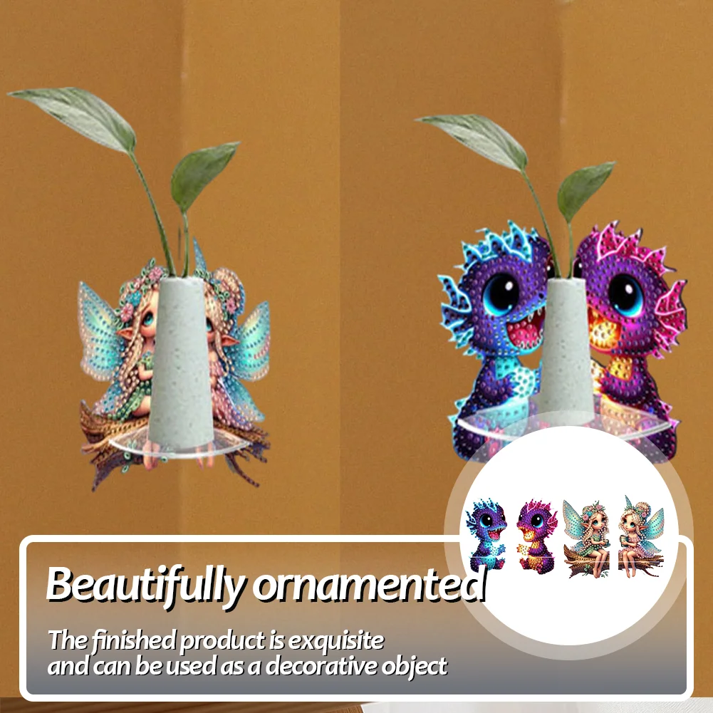 2pcs 2D Flat DIY Diamond Art Pendant DIY Home Decor Hanging Charm Decor (Fairy)