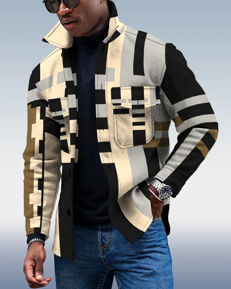Men's Casual Geometric Pattern Jacket 005