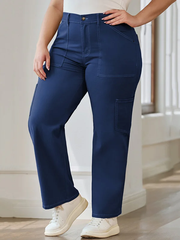 Pockets High Waisted Loose Trousers Pants