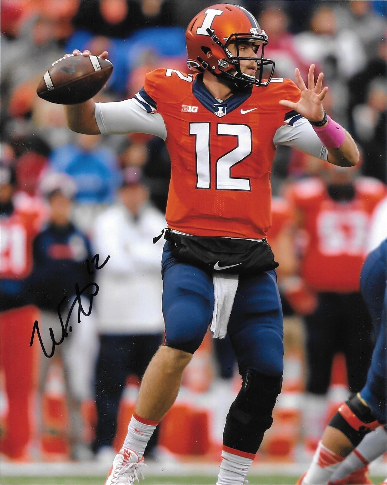 WES LUNT HAND SIGNED ILLINOIS FIGHTING ILLINI 8X10 Photo Poster painting W/COA