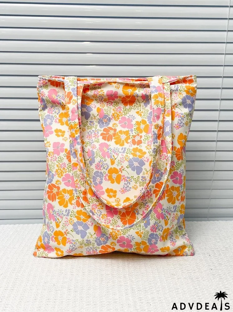 Allover Floral Graphic Shopper Bag