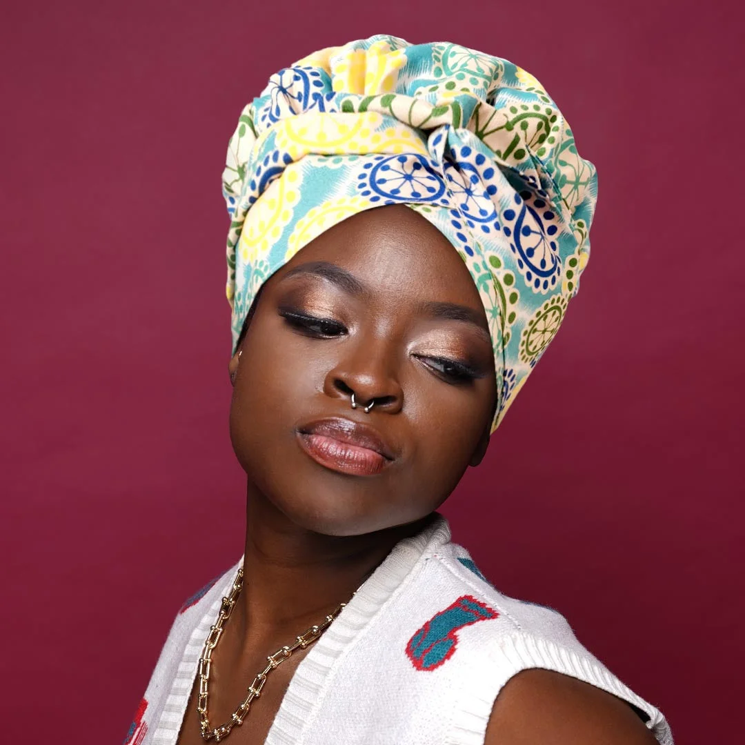 African Print Head Wrap With Satin-Lined - AW1884