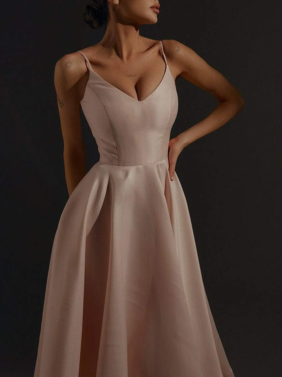Elegant A-Line Midi Slip Dress