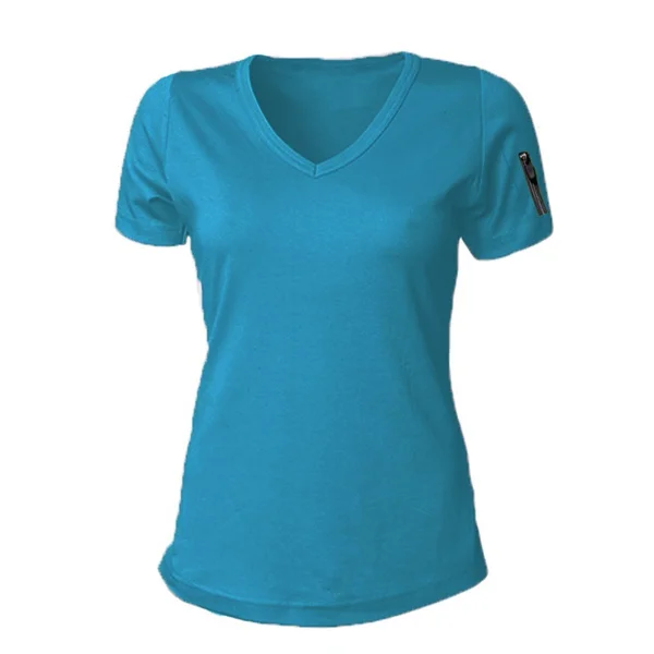 NEW Women's Short Sleeve T-Shirt Slim V Neck Casual Women's Zippers Summer T-Shirt