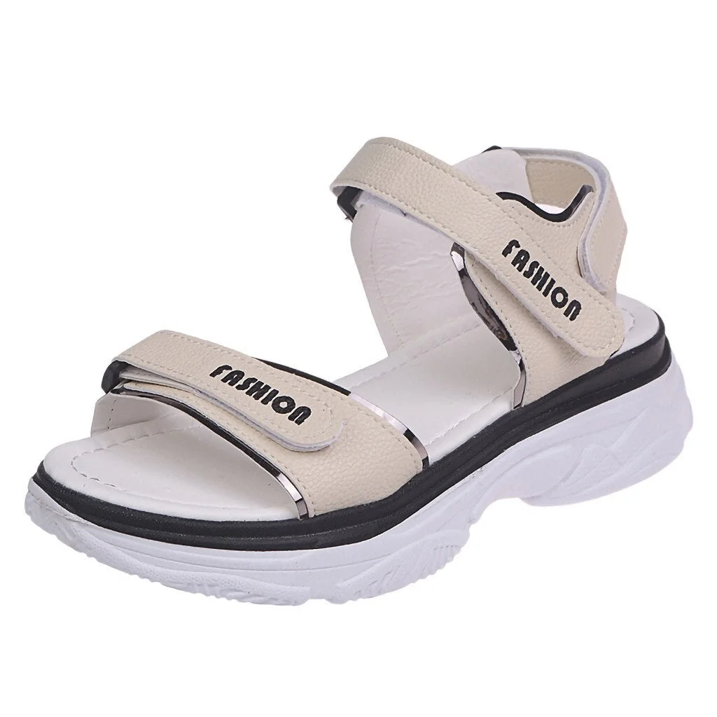 Sports Sandals Ladies Platform Shoes Woman Mid Heel Muffin Thick Bottom Hook Loop Fashion Casual Black Yellow Summer Shoes