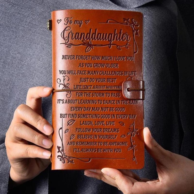Unique Gift To My Granddaughter - I'll Always Be with You - Engraved Leather Journal Notebook
